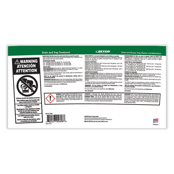 Drain and Trap Treatment, 5 lb Pail