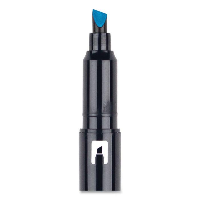 Highlighters, Skyblue Ink, Bullet/Chisel Tip, Skyblue Barrel, 10/Box