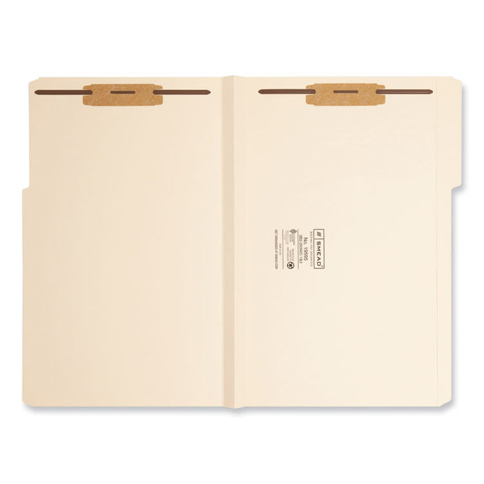 Top Tab Manila Expansion Fastener Folders, 1/3-Cut Tab: Assorted, Expands 1.5", 2 Fasteners, Legal Size, Manila, 50/Box