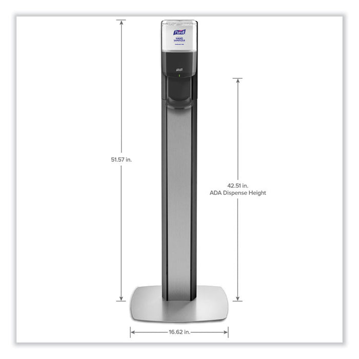 MESSENGER ES6 Graphite Panel Floor Stand with Dispenser, 1,200 mL, 16.75 x 6 x 40, Graphite/Silver