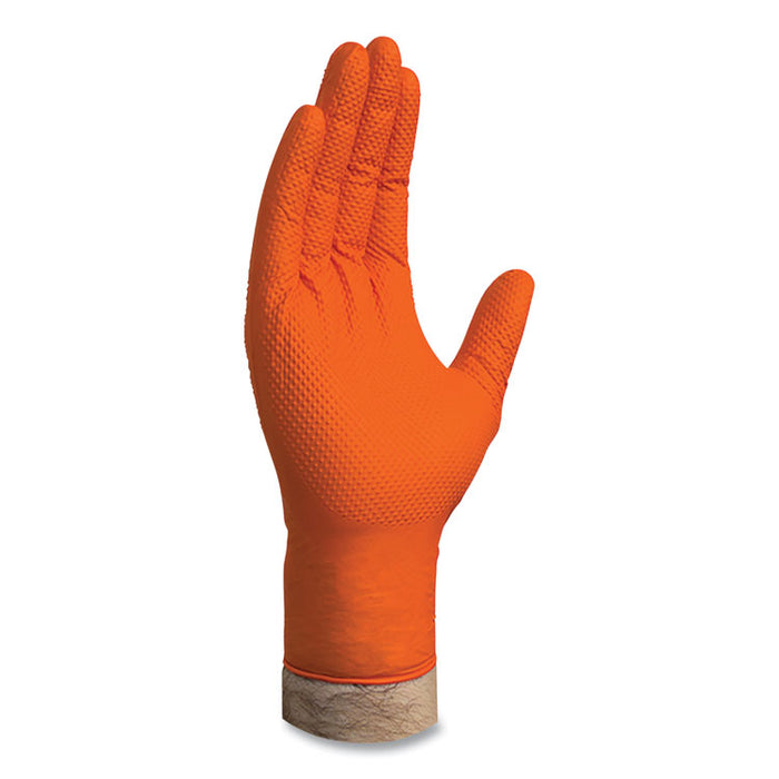 Heavy-Duty Industrial Nitrile Gloves, Powder-Free, Medium, 8 mil Thick, 9.5" Long, Orange, 100/Box