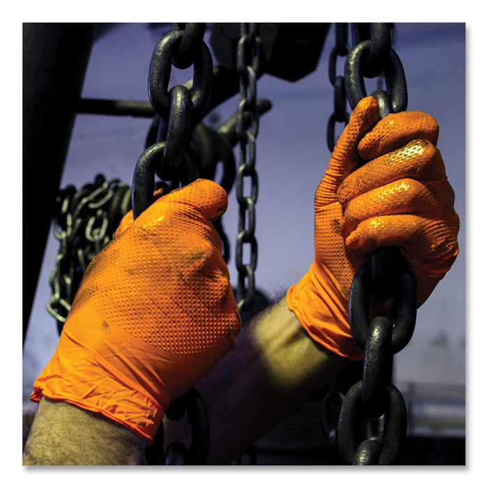 Heavy-Duty Industrial Nitrile Gloves, Powder-Free, Medium, 8 mil Thick, 9.5" Long, Orange, 100/Box
