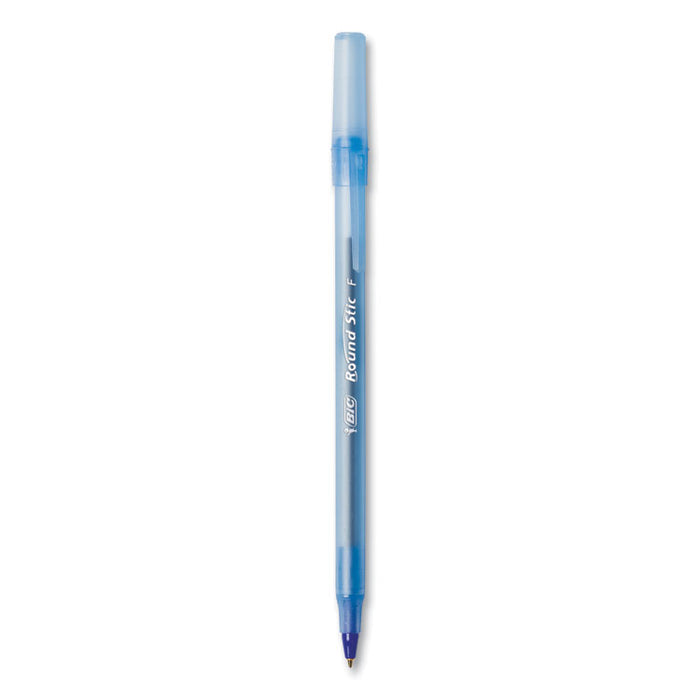 Round Stic Xtra Life Ballpoint Pen, Stick, Medium 1 mm, Blue Ink, Translucent Blue Barrel, 144/Pack