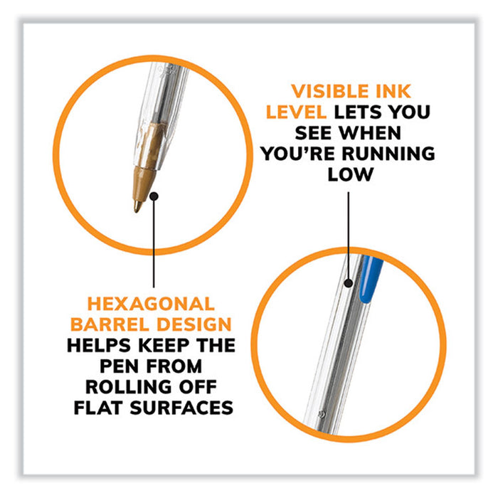 Cristal Xtra Smooth Ballpoint Pen, Stick, Medium 1 mm, Blue Ink, Clear Barrel, 144/Pack