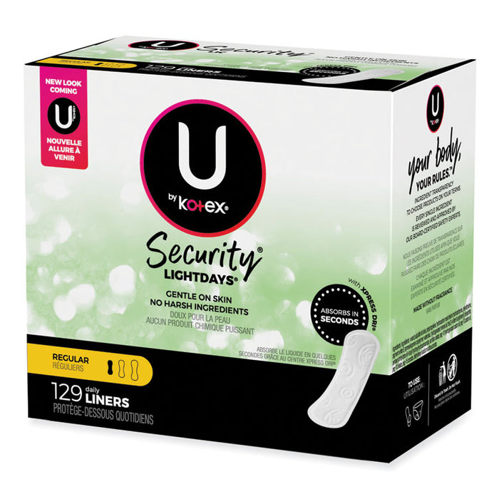 U by Kotex Security Lightdays Liners, Unscented, Light Absorbency, 129/Pack