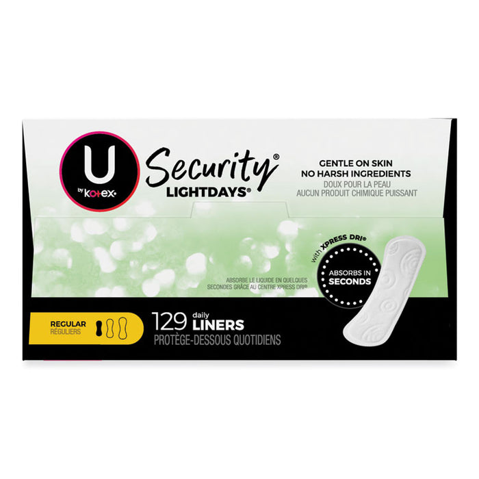 U by Kotex Security Lightdays Liners, Unscented, Light Absorbency, 129/Pack