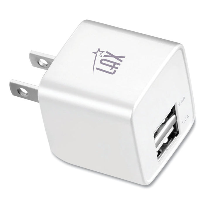 Dual USB Port Wall Charger, USB-A Port/USB-C Port, White