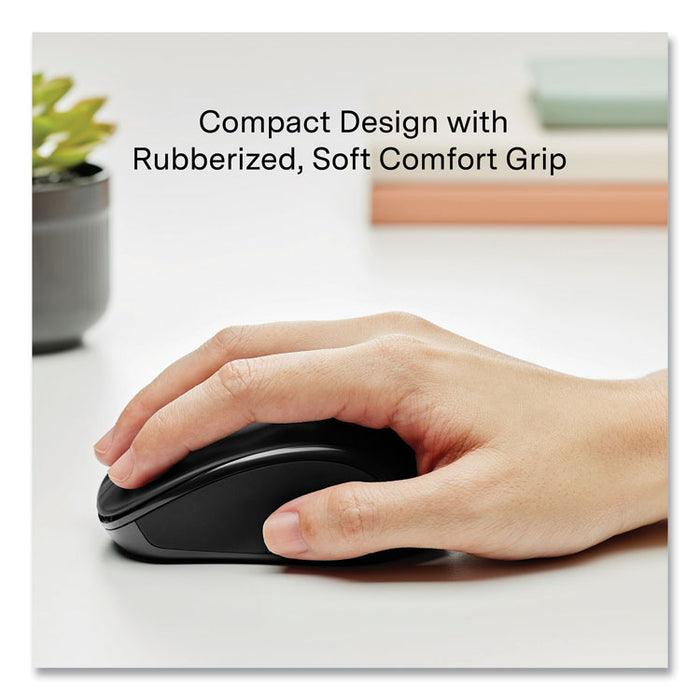 Wireless Optical USB Mouse, 2.4 GHz Frequency/23 ft Wireless Range, Left/Right Hand Use, Black