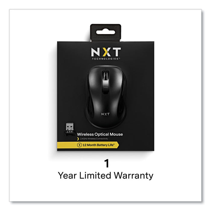 Wireless Optical USB Mouse, 2.4 GHz Frequency/23 ft Wireless Range, Left/Right Hand Use, Black