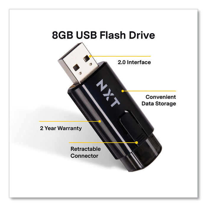 USB 2.0 Type-A Flash Drive, 8 GB, Black