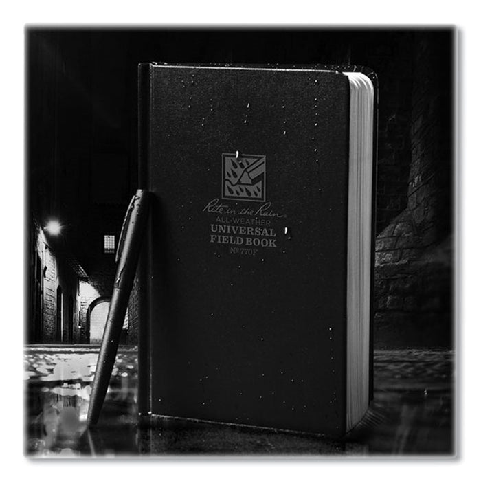 All-Weather Wire-O Notebook, 1-Subject, Universal: Narrow Rule and Quadrille Rule, Black Cover, (80) 7.25 x 4.38 Sheets
