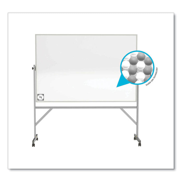 Reversible Magnetic Hygienic Porcelain Whiteboard with Aluminum Frame, 48" x 36", White Surface, Satin Aluminum Frame