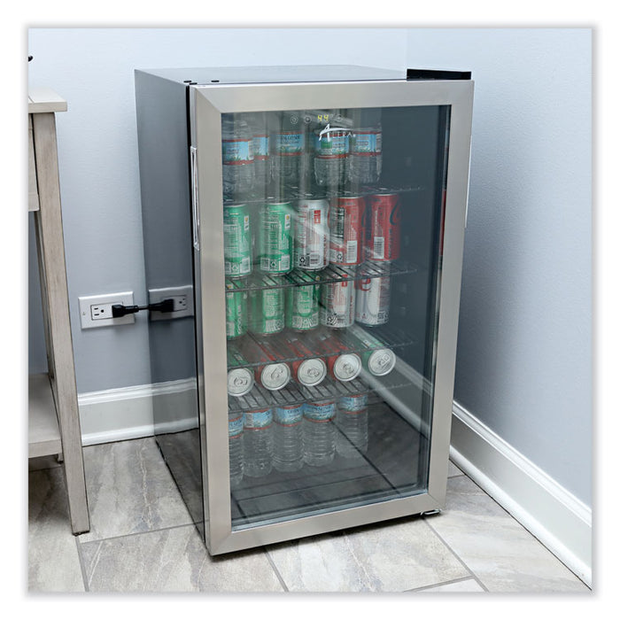 3.4 Cu Ft Beverage Cooler, Stainless Steel/Black