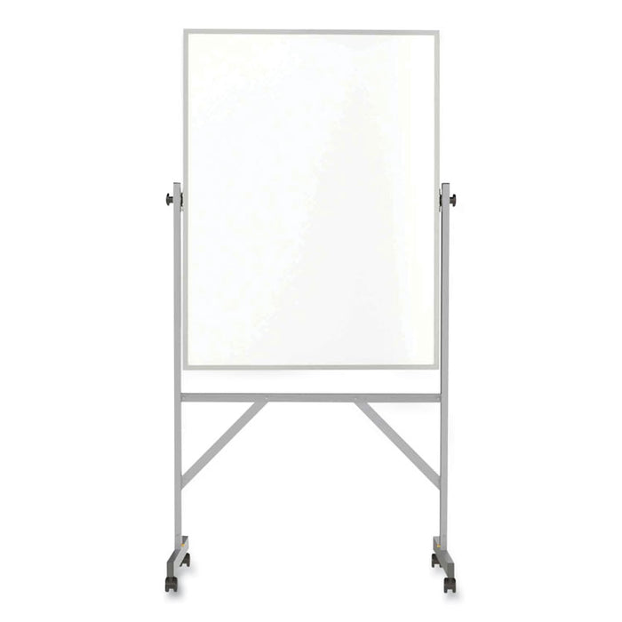 Reversible Magnetic Porcelain Whiteboard with Aluminum Frame, 36" x 48", White Surface, Satin Aluminum Frame