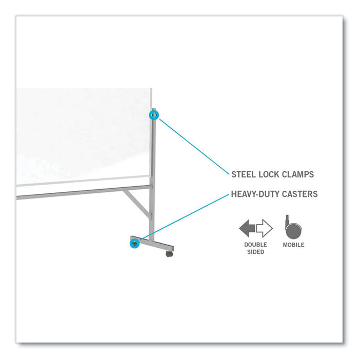Reversible Magnetic Porcelain Whiteboard with Aluminum Frame, 36" x 48", White Surface, Satin Aluminum Frame