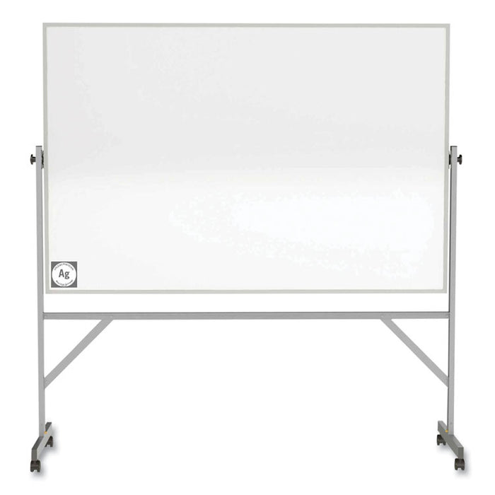 Reversible Magnetic Hygienic Porcelain Whiteboard with Aluminum Frame, 72" x 48", White Surface, Satin Aluminum Frame