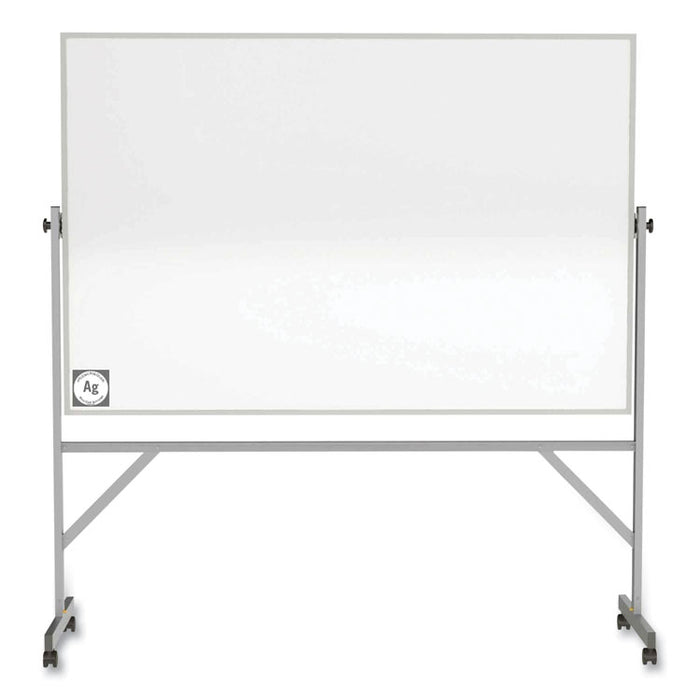 Reversible Magnetic Hygienic Porcelain Whiteboard with Aluminum Frame, 96" x 48", White Surface, Satin Aluminum Frame