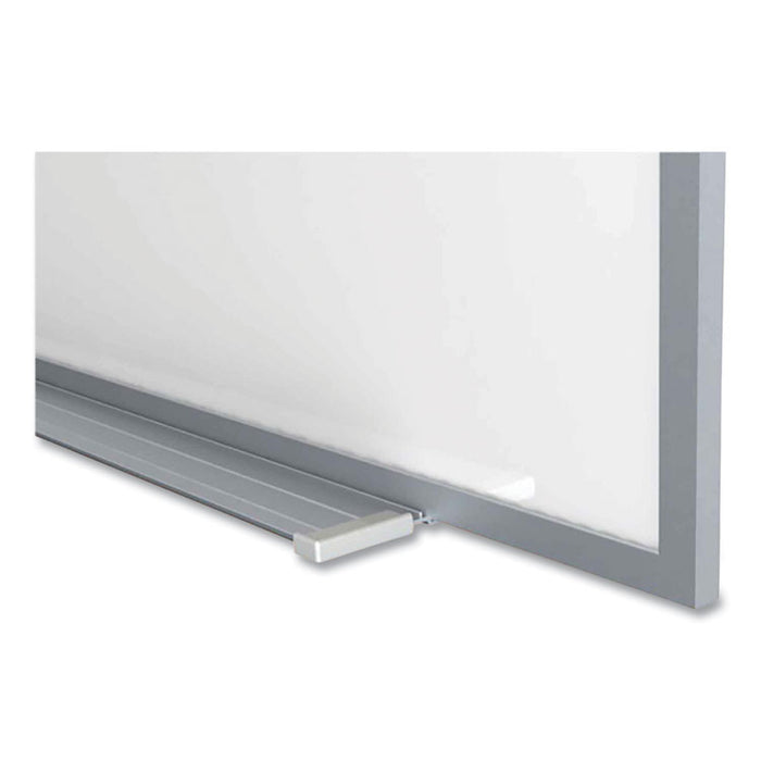 Magnetic Porcelain Whiteboard with Aluminum Frame and Maprail, 72.5" x 60.47", White Surface, Satin Aluminum Frame