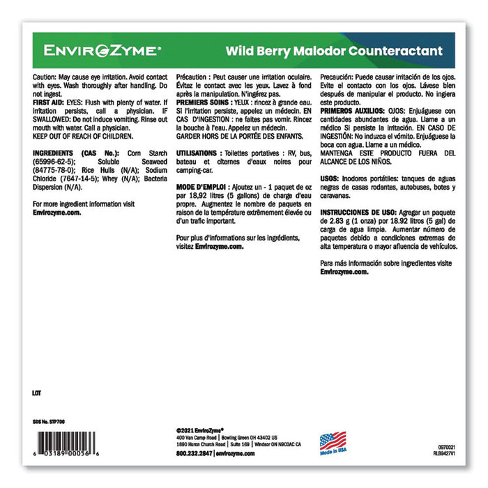 Wildberry Malodor Counteractant, Wildberry, 1 oz Pouch, 800 Pouches