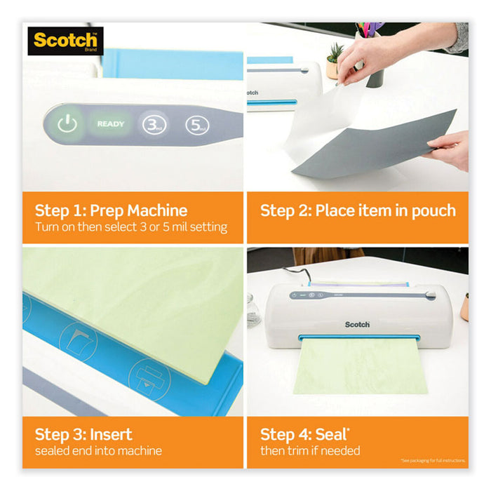 Laminating Pouches, 3 mil, 8.9 x 11.4, Clear, 20/Pack