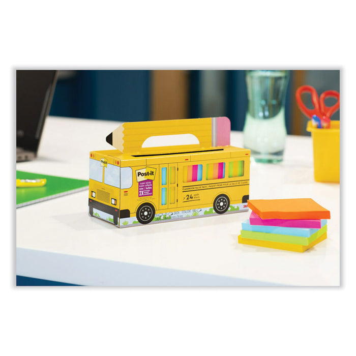 Self-Stick Notes, 3" x 3", Assorted, 70 Sheets/Pad, 24 Pads/Pack