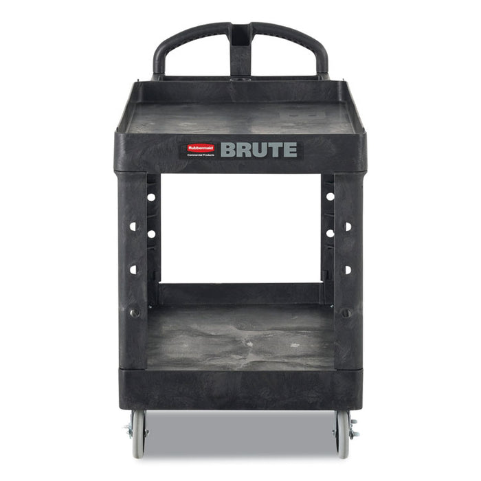 BRUTE Heavy-Duty Utility Cart with Lipped Shelves, Plastic, 2 Shelves, 500 lb Capacity, 17.13" x 38.5" x 38.88", Black