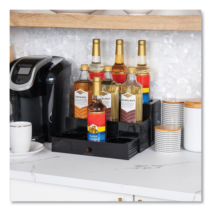 Mind Reader Foundation Collection 9-Compartment Nested Syrup Countertop Bottle Organizer, 12.5 x 5 x 7, Black