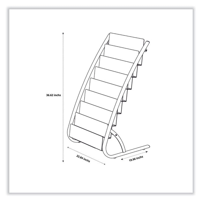 Literature Floor Display Rack, 22.8 x 19.69 x 36.61, White/Woodgrain