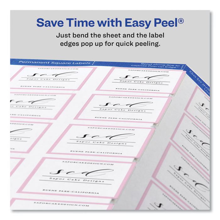 Square Labels with Sure Feed and TrueBlock, 2 x 2, White, 300/Pack
