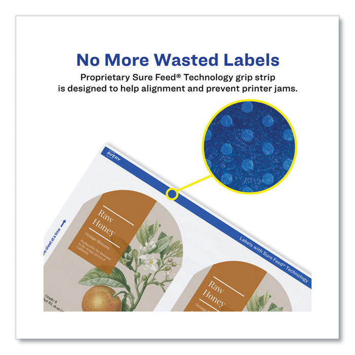 Textured Arched Print-to-the-Edge Labels, Laser Printers, 3 x 2.25, White, 9/Sheet, 10 Sheets/Pack