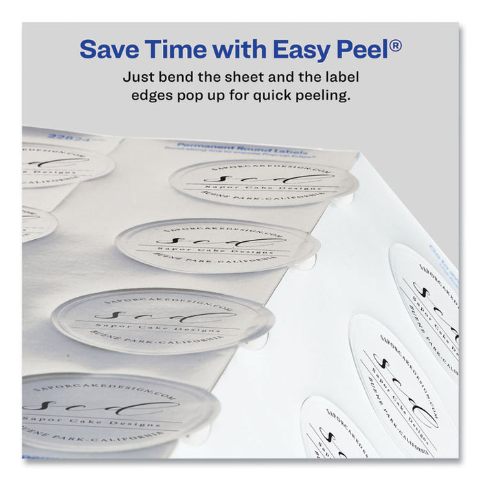 Round Labels, Inkjet Printers, 2" dia, Silver, 12/Sheet, 8 Sheets/Pack
