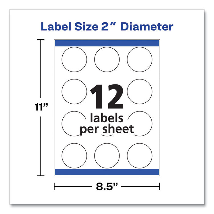Round Print-to-the Edge Labels with Sure Feed and Easy Peel, 2" dia, Glossy Clear, 120/PK