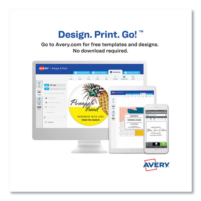 Oval Print-to-the-Edge Labels, 2 x 3.33, White, 8/Sheet, 10 Sheets/Pack