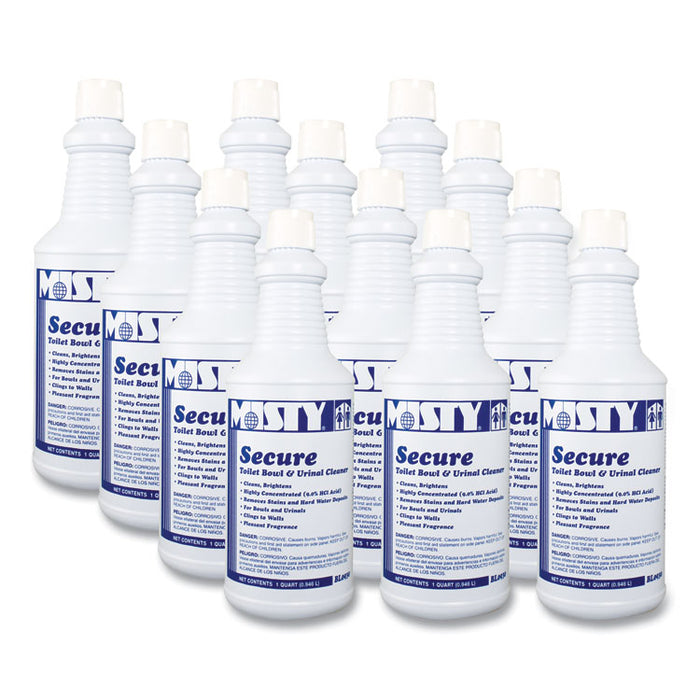 Secure Hydrochloric Acid Bowl Cleaner, Mint Scent, 32 oz Bottle, 12/Carton