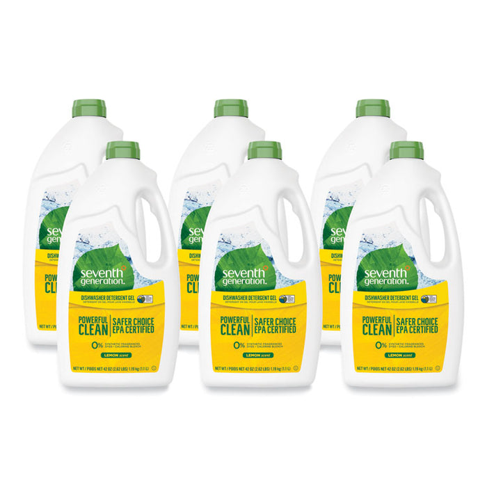 Natural Automatic Dishwasher Gel, Lemon Scent, 42 oz Bottle, 6/Carton