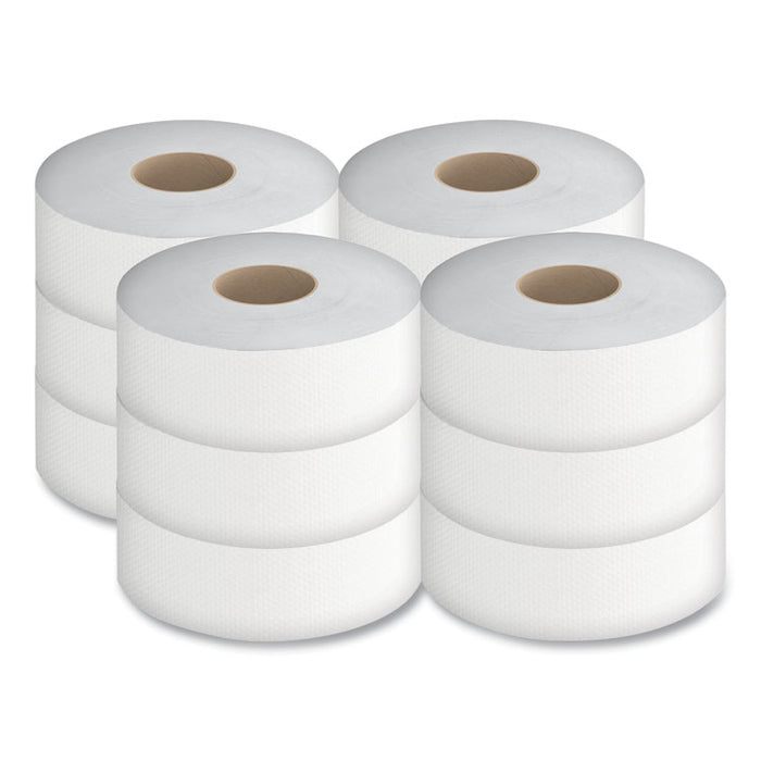 JRT Jumbo Bath Tissue, Septic Safe, 2-Ply, 3.5" x 750 ft, White, 12 Rolls/Carton