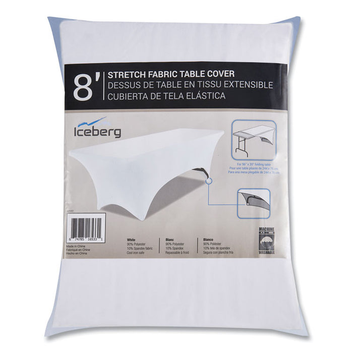 iGear Fabric Table Cover, Polyester/Spandex, 30" x 72", White