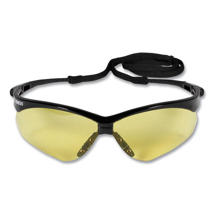 Nemesis Safety Glasses, Black Half Frame, Amber Dual Lens