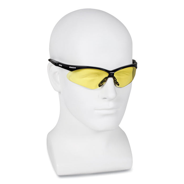 Nemesis Safety Glasses, Black Half Frame, Amber Dual Lens