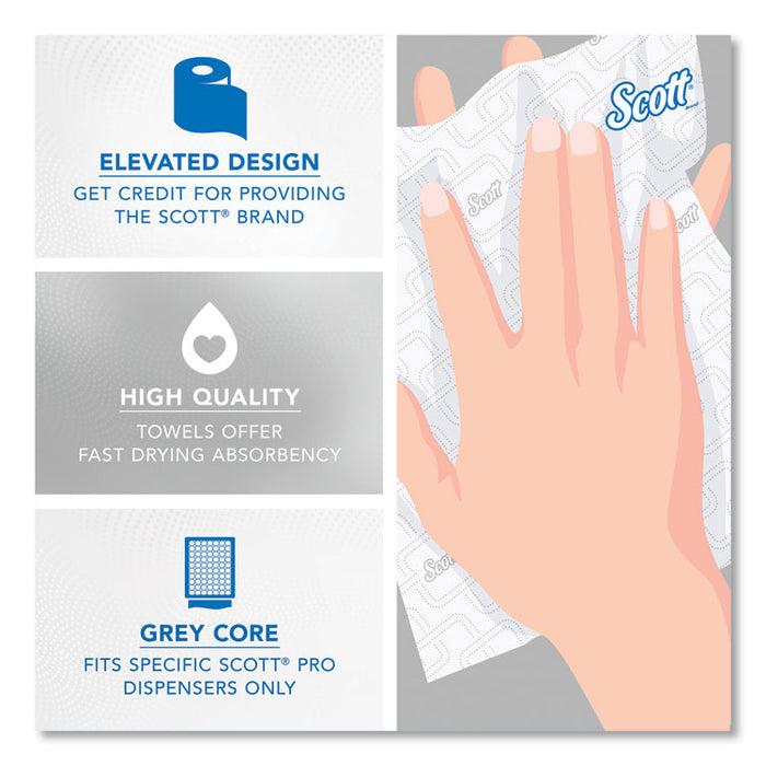 Pro Hard Roll Paper Towels with Elevated Scott Design for Scott Pro Dispenser, Gray Core Only, 1-Ply, 1,150 ft, 6 Rolls/CT