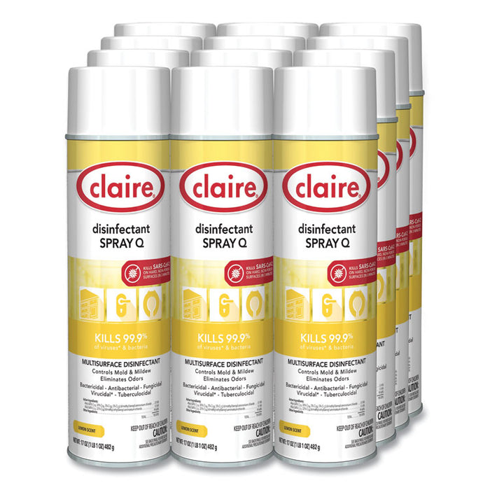 Spray Q Disinfectant, Lemon Scent, 17 oz Aerosol Spray, Dozen