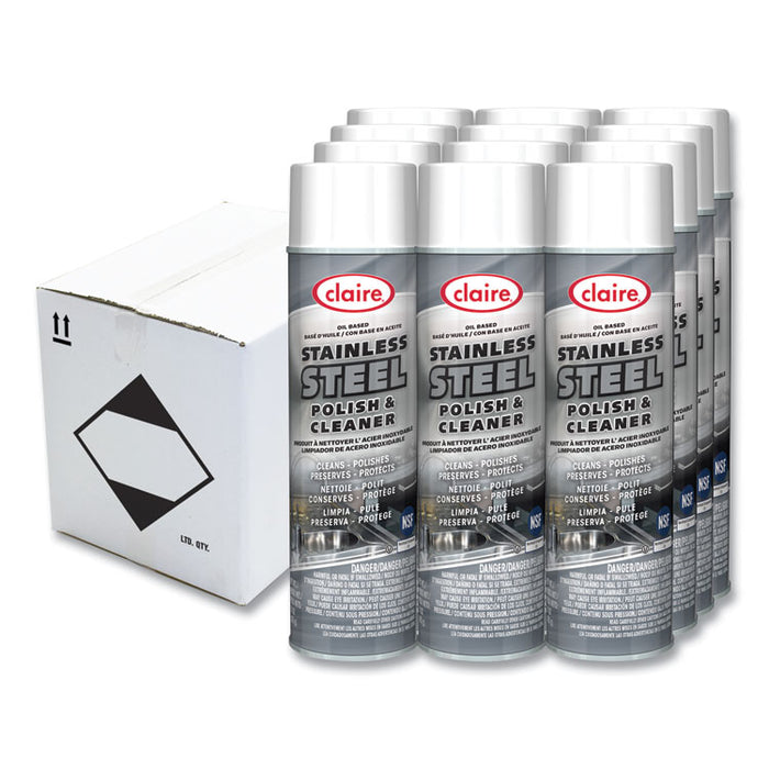 Stainless Steel Polish and Cleaner, 15 oz Aerosol Spray, Dozen