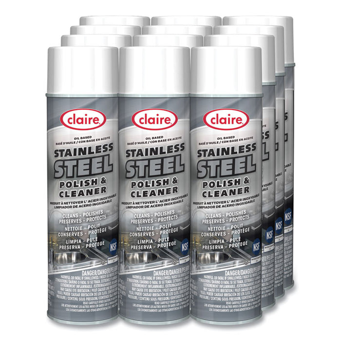 Stainless Steel Polish and Cleaner, 15 oz Aerosol Spray, Dozen