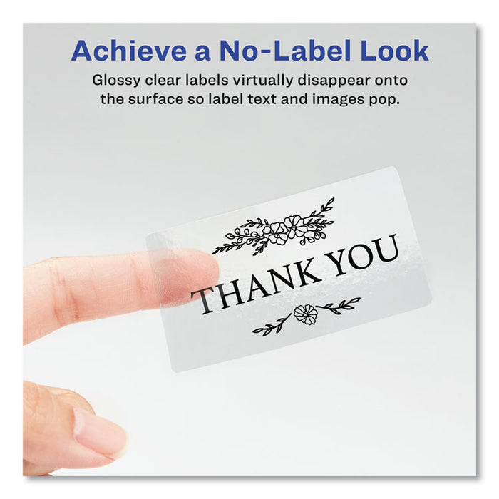 Glossy Clear Easy Peel Mailing Labels w/ Sure Feed Technology, Inkjet/Laser Printers, 2 x 4, Clear, 10/Sheet, 10 Sheets/Pack