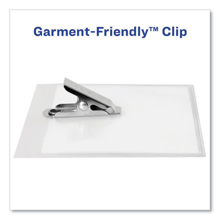 Clip-Style Name Badge Holder with Laser/Inkjet Insert, Top Load, 4 x 3, White, 100/Box