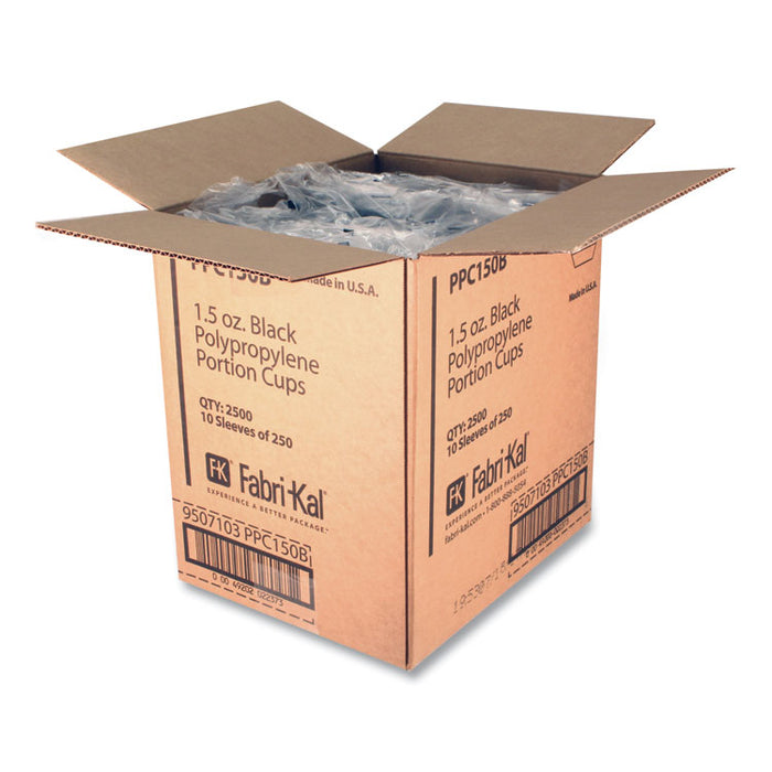 Portion Cups, 1.5 oz, Plastic, Black, 250/Sleeve, 10 Sleeves/Carton