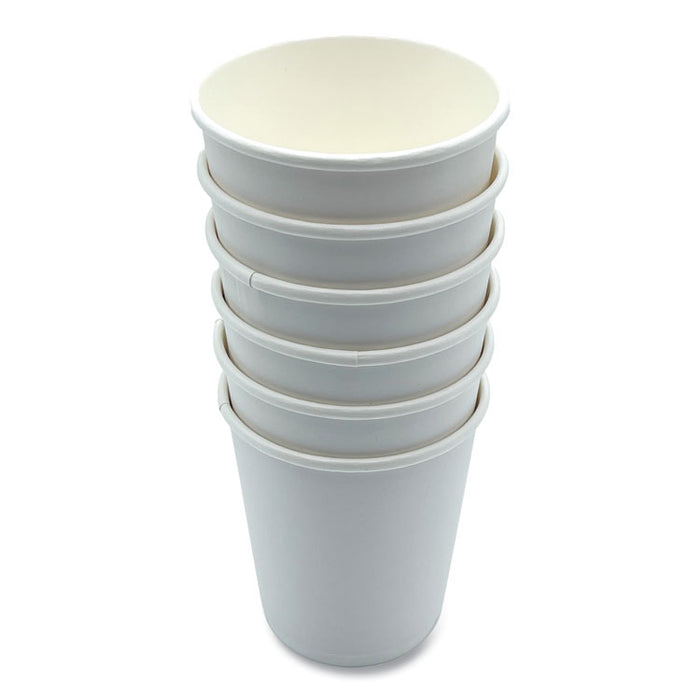Paper Hot Cups, Double-Walled, 8 oz, White, 500/Carton