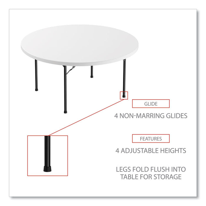 Round Plastic Folding Table, 60" Diameter x 29.25h, White