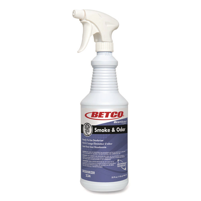 BestScent Smoke and Odor Eliminator, Various Floral/Fruit Scents, 32 oz Spray Bottle, 12/Carton