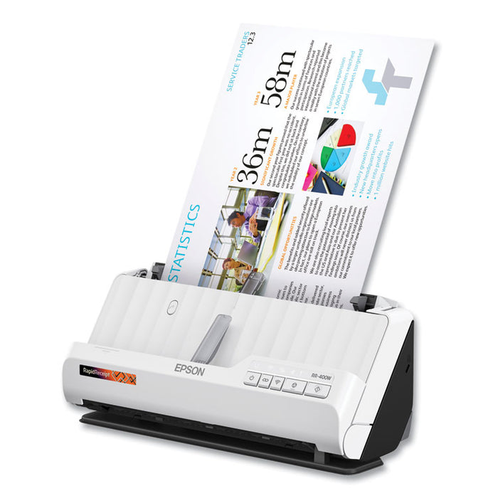 RapidReceipt RR-400W Wireless Compact Desktop Scanner, 600 dpi Optical Resolution, 20-Sheet Duplex Auto Document Feeder